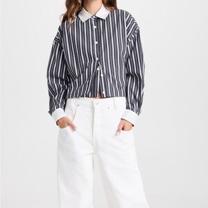 Moon River, Cropped, Button-Down Striped Top!